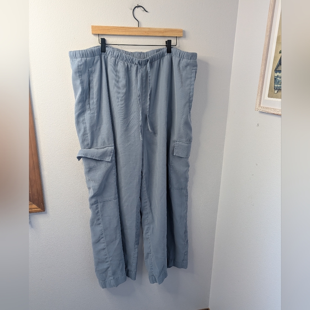 Old Navy Extra High-Rise Wide Leg Cargo Pants XXL Light Blue Gray‎